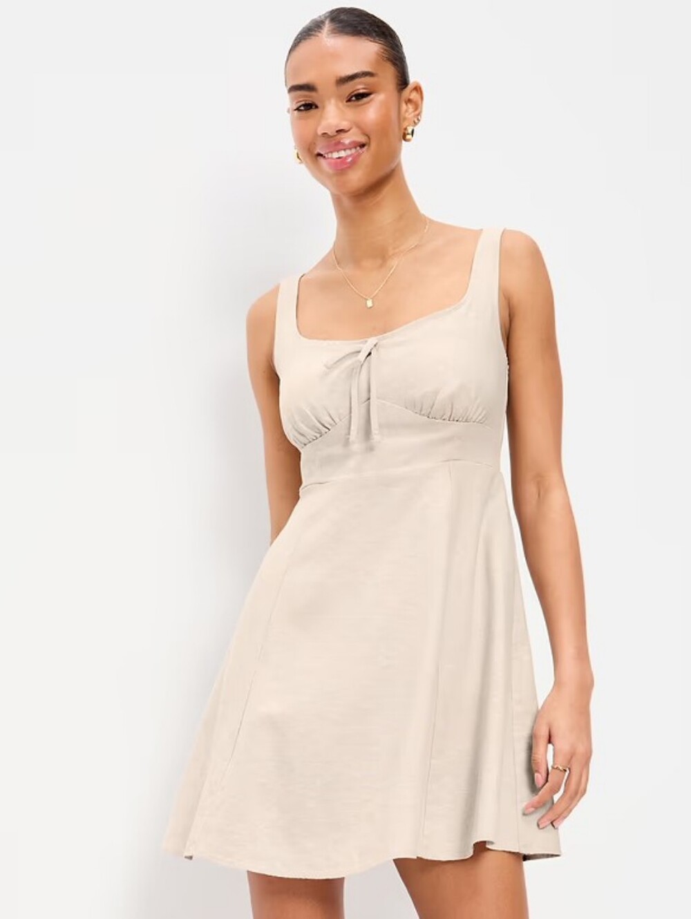 Old Navy Beige Fit & Flare Mini Dress